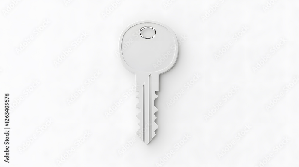 Simple white key on a white background. Minimalist aesthetic. Represents security, access, or entry in a clean, modern style. Simple white key on a white background. Minimalist aesthetic. Represents security, access, or entry in a clean, modern style.