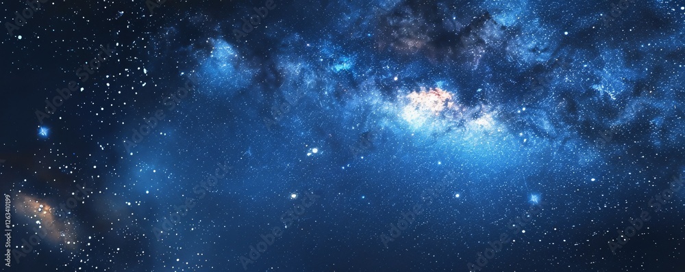 A starry sky with a large blue cloud A starry sky with a large blue cloud