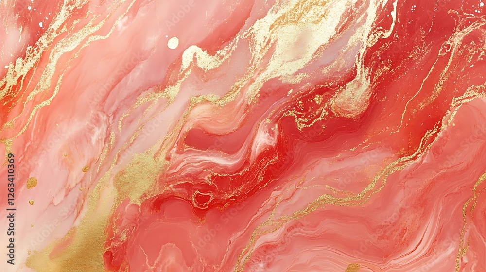 Abstract Red And Gold Marble Swirl Painting Abstract Red And Gold Marble Swirl Painting