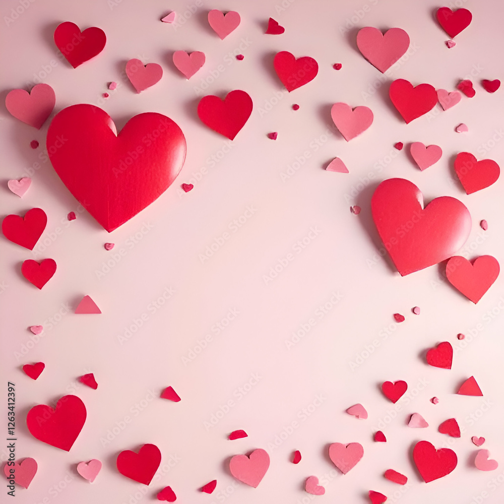 Can't help but smile when surrounded by a sea of pink hearts on a pink background. Can't help but smile when surrounded by a sea of pink hearts on a pink background.