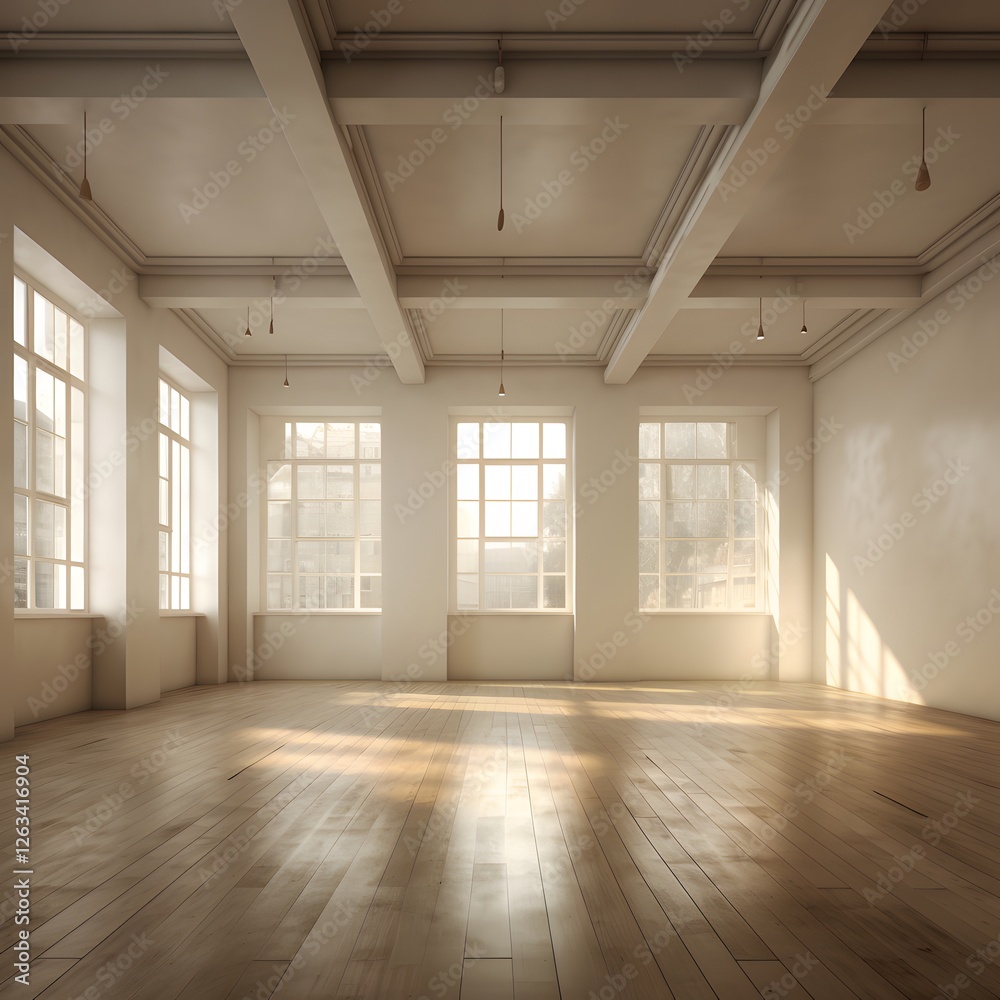 Fototapeta premium A large room with a white ceiling and white walls