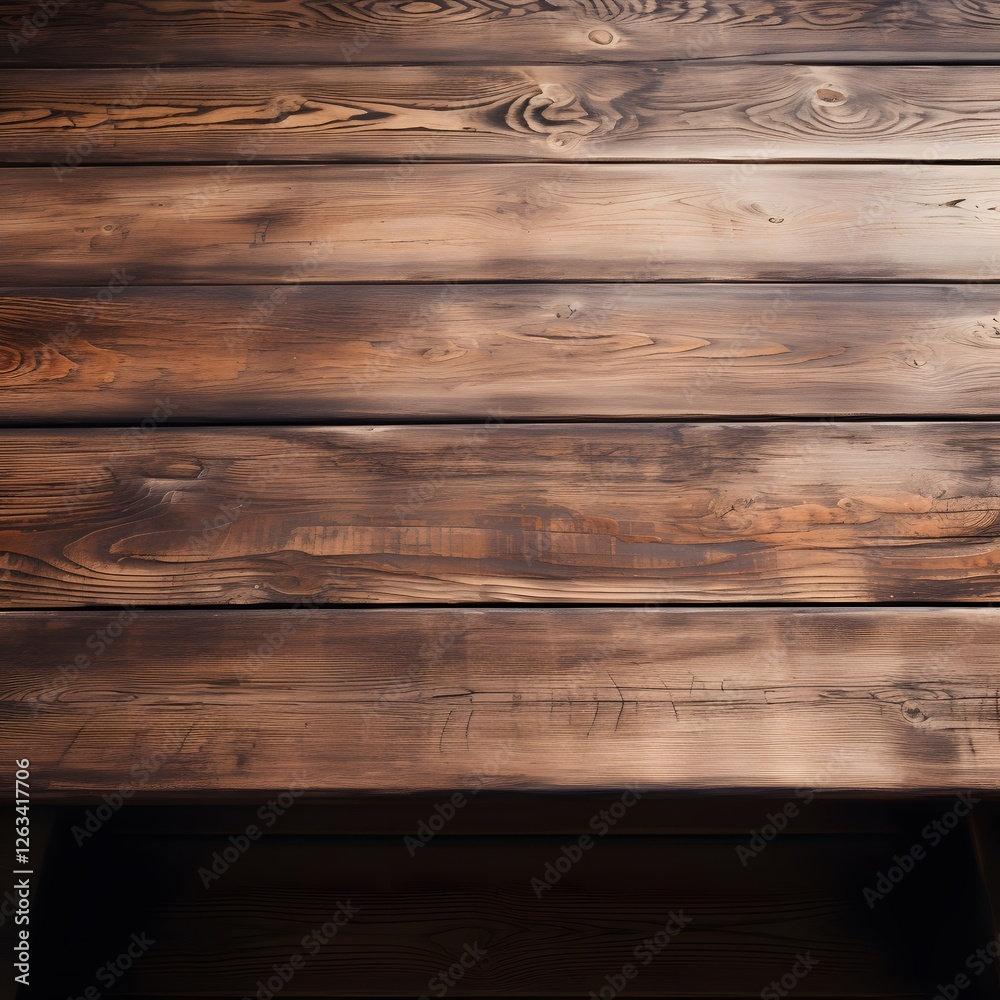 Naklejka premium A wooden table with a brown surface