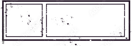 Vintage double rectangle stamp with grunge effect creating a distressed look, perfect for travel, mailing labels, and postage stamp frames, isolated on white background