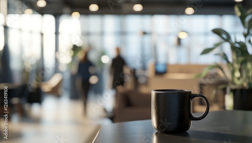 A Black Mug in a Modern Office Setting
