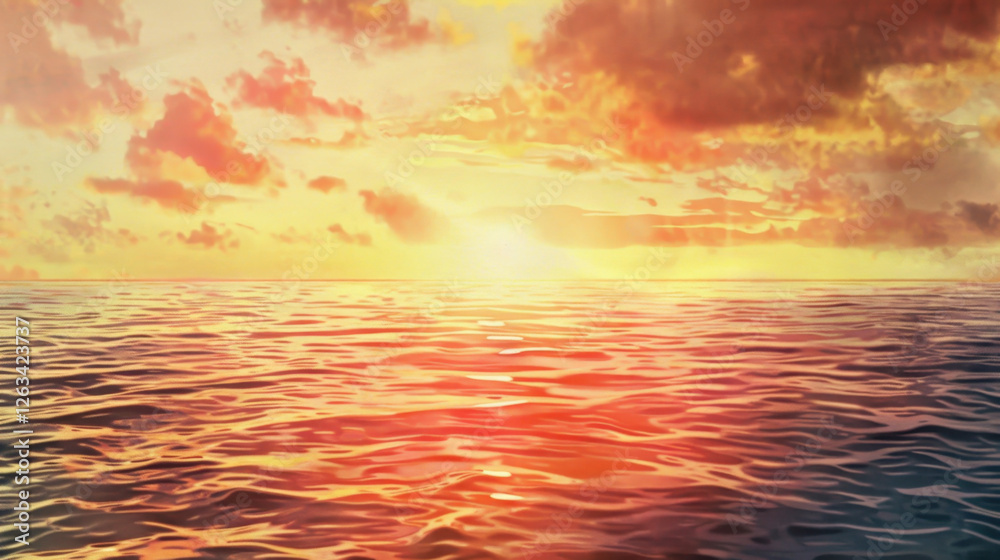 Fototapeta premium watercolor painting of a sunset