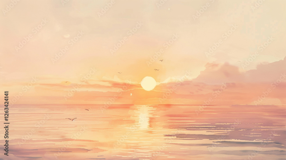 Obraz premium watercolor painting of a sunset