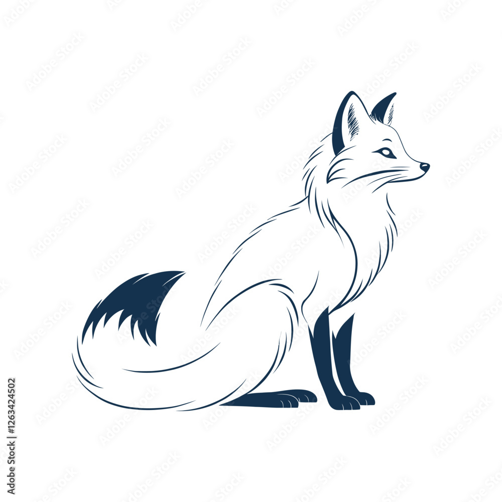Obraz premium snow fox silhouette logo illustration