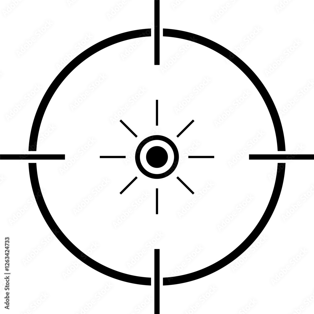 Crosshair locking onto the target with radiating focus lines, illustrating precision and accuracy in aiming and targeting, embodying the essence of marksmanship and tactical skill Crosshair locking onto the target with radiating focus lines, illustrating precision and accuracy in aiming and targeting, embodying the essence of marksmanship and tactical skill