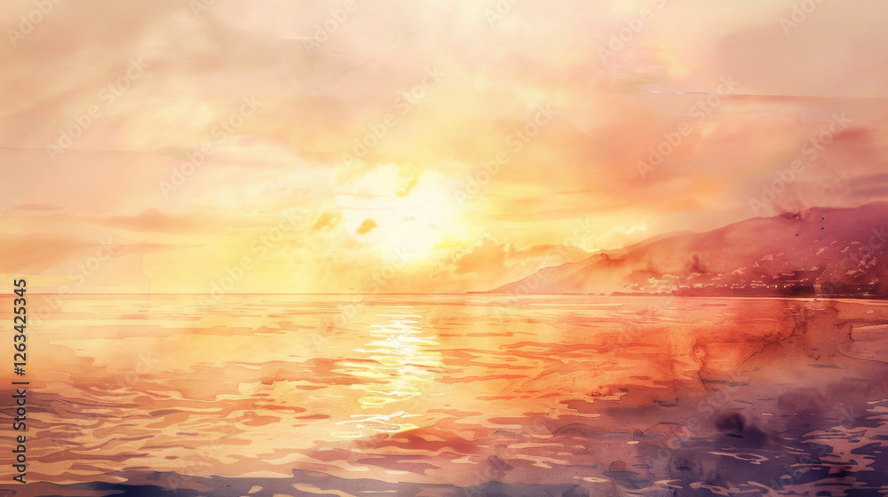 Obraz premium watercolor painting of a sunset