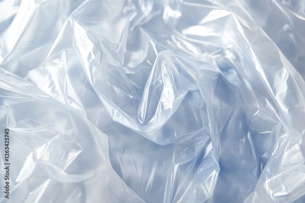 Obraz premium A detailed view of a blue plastic bag with a textured surface and a twisted top