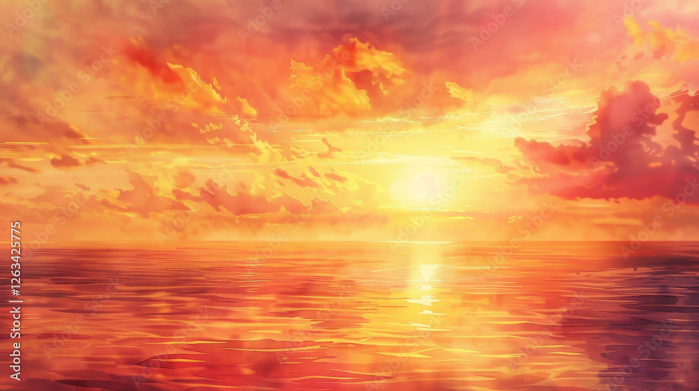 Obraz premium watercolor painting of a sunset