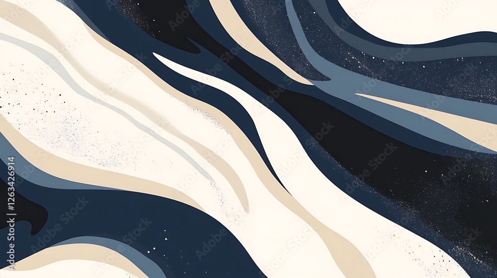 Obraz premium Abstract Swirling Waves in Cream Blue and Black Hues