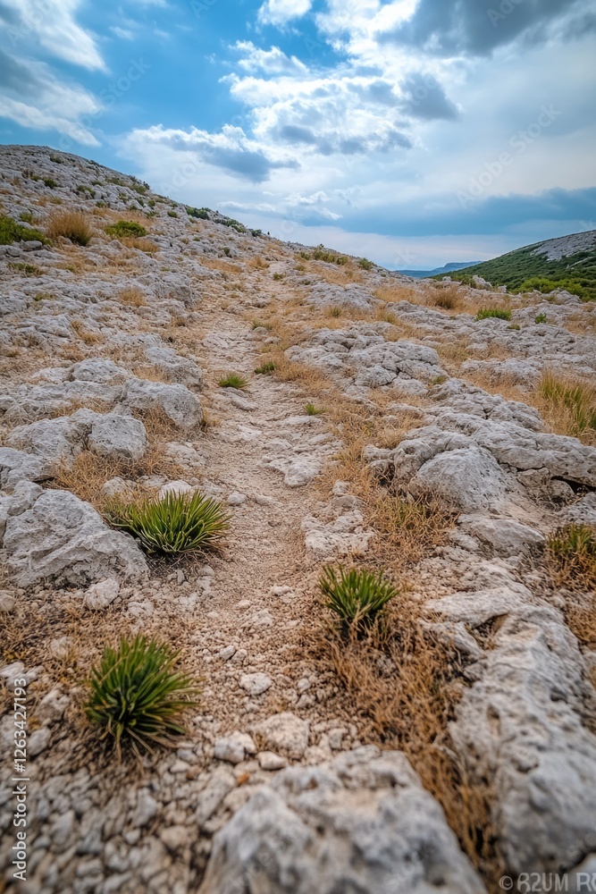 A dirt road with grass growing out of it, suitable for rural or countryside scene A dirt road with grass growing out of it, suitable for rural or countryside scene