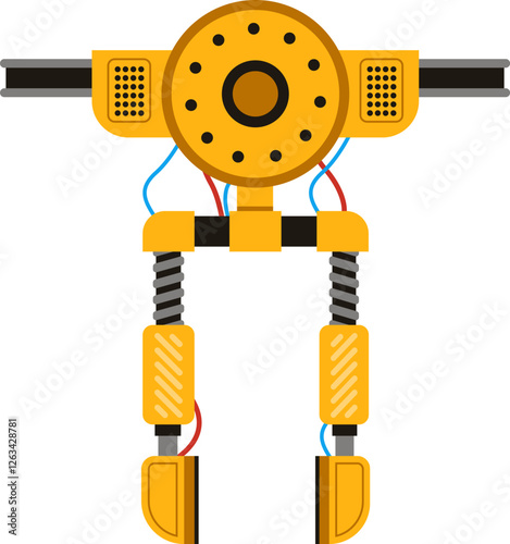 Automated robotic arms gripping components along a production line in a modern factory, showcasing advanced machinery technology in a sleek, isolated vector illustration