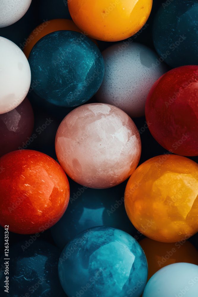 A Vibrant Collection of Colorful Spheres in an Artistic Arrangement, Showcasing Beautiful Textures and Modern Design Elements for Inspiring Home Decor A Vibrant Collection of Colorful Spheres in an Artistic Arrangement, Showcasing Beautiful Textures and Modern Design Elements for Inspiring Home Decor
