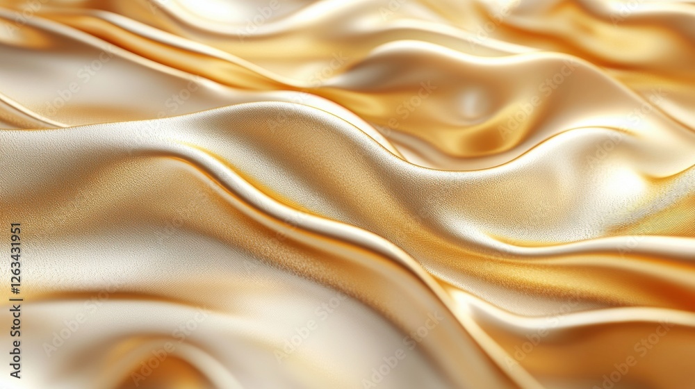 Obraz premium Smooth and Shiny Golden Silk Fabric Draped Elegantly on Surface