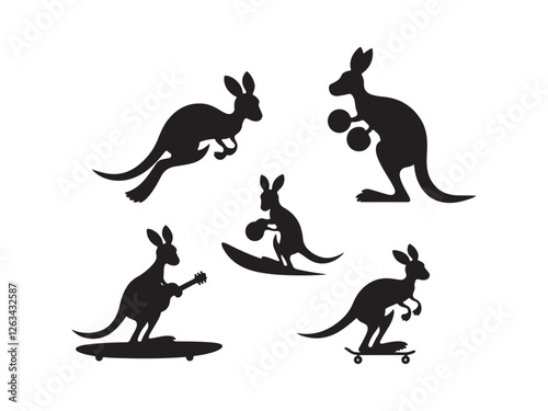 kangaroo vector silhouettes set