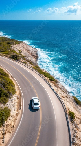 Coastal road trip car driving scenic ocean highway