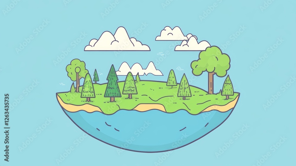Naklejka premium Environmental Awareness with Floating Green Ecosystem