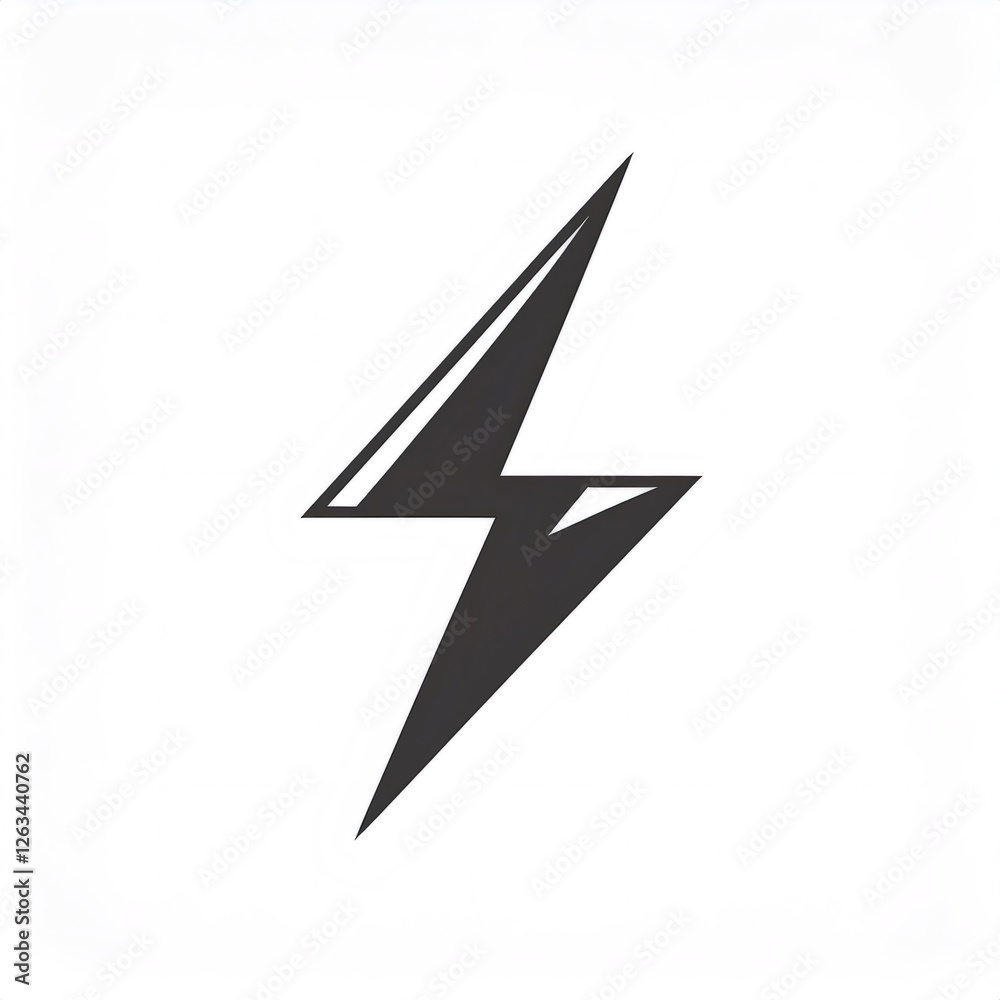 Black line art icon of a lightning bolt on a white background, jagged shape representing electricity and power Black line art icon of a lightning bolt on a white background, jagged shape representing electricity and power