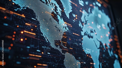 High-resolution digital map display global data visualization urban environment close-up view technology concept