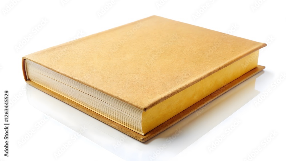 Golden Hardcover Book on White Background Golden Hardcover Book on White Background