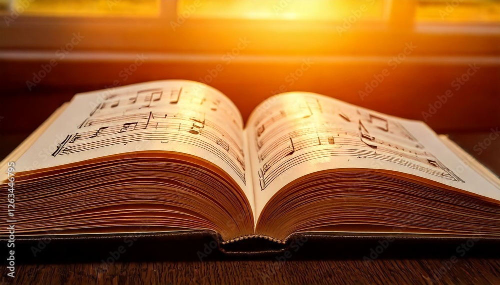 Obraz premium Open book music notes it appears to be Close-up of a prayer.