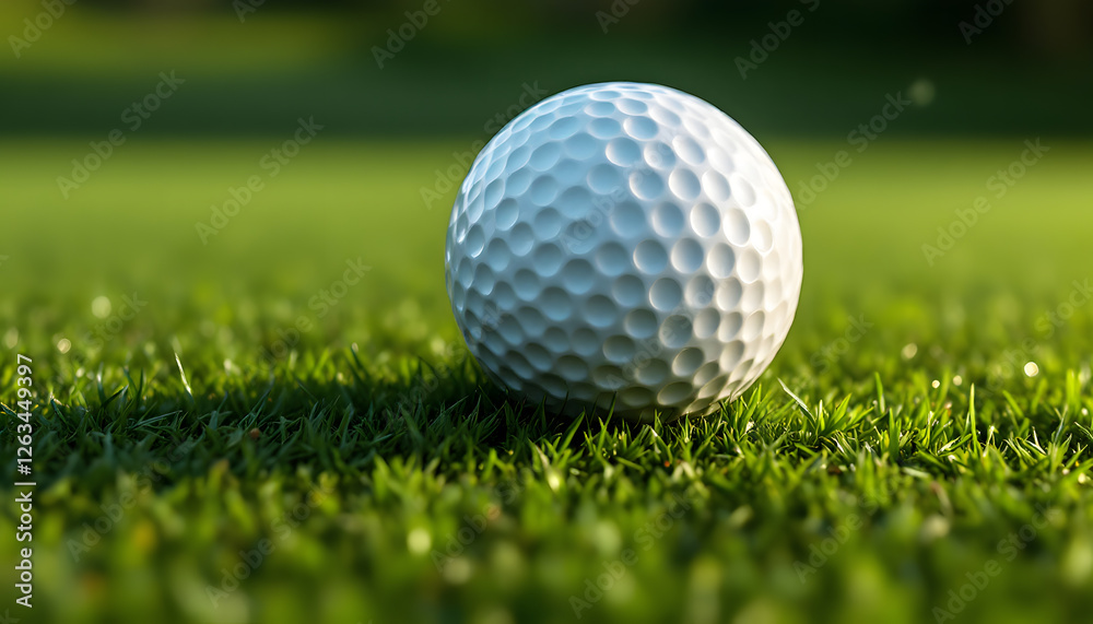 Golf ball is resting on green grass. Title Golf ball on green grass. Suitable for golf course promotions, sports blogs, or golfthemed designs. Bright, dynamic, and active. Golf ball is resting on green grass. Title Golf ball on green grass. Suitable for golf course promotions, sports blogs, or golfthemed designs. Bright, dynamic, and active.