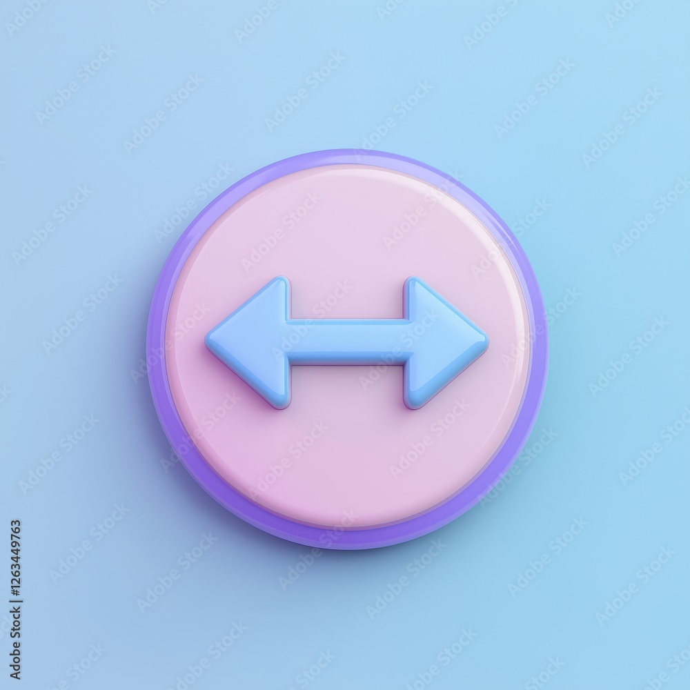 A circular icon with dual arrows on a pastel background for navigation or interface design.
