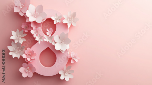 Celebration of Women's Day with floral decorations and the number eight on March 8