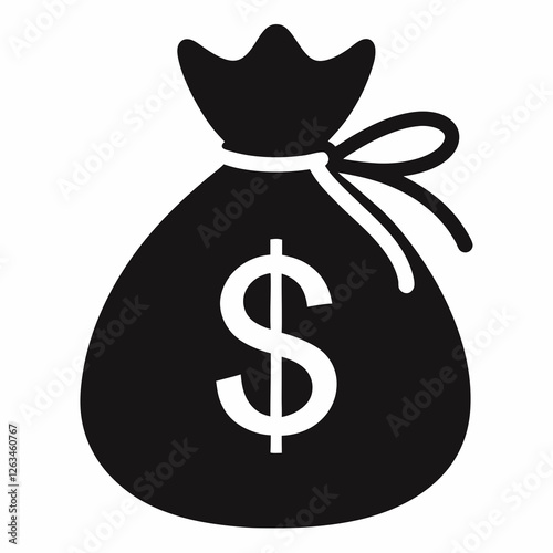 Simple Black and White Money Bag Icon