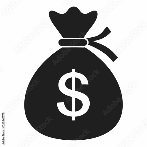 Simple Black and White Money Bag Icon