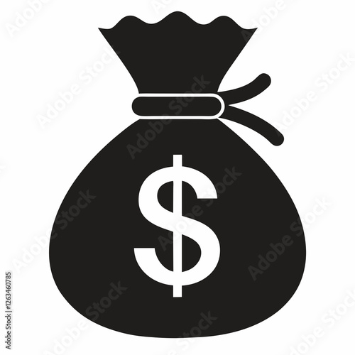 Simple Black and White Money Bag Icon