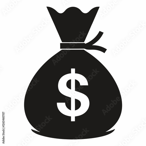 Simple Black and White Money Bag Icon
