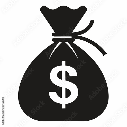 Simple Black and White Money Bag Icon