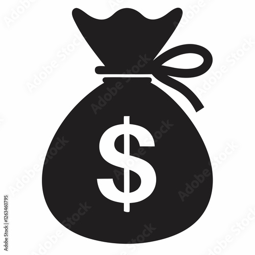 Simple Black and White Money Bag Icon