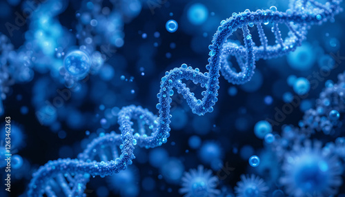 DNA Double Helix in Molecular Background