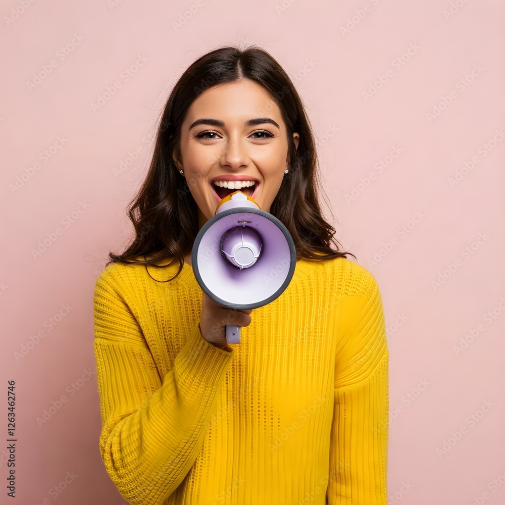 woman shouting through megaphone woman shouting through megaphone