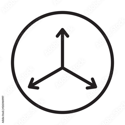 3 arrow way icon Thin line illustration