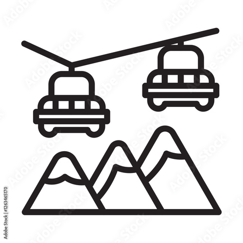 aerial tramway icon Thin line illustration