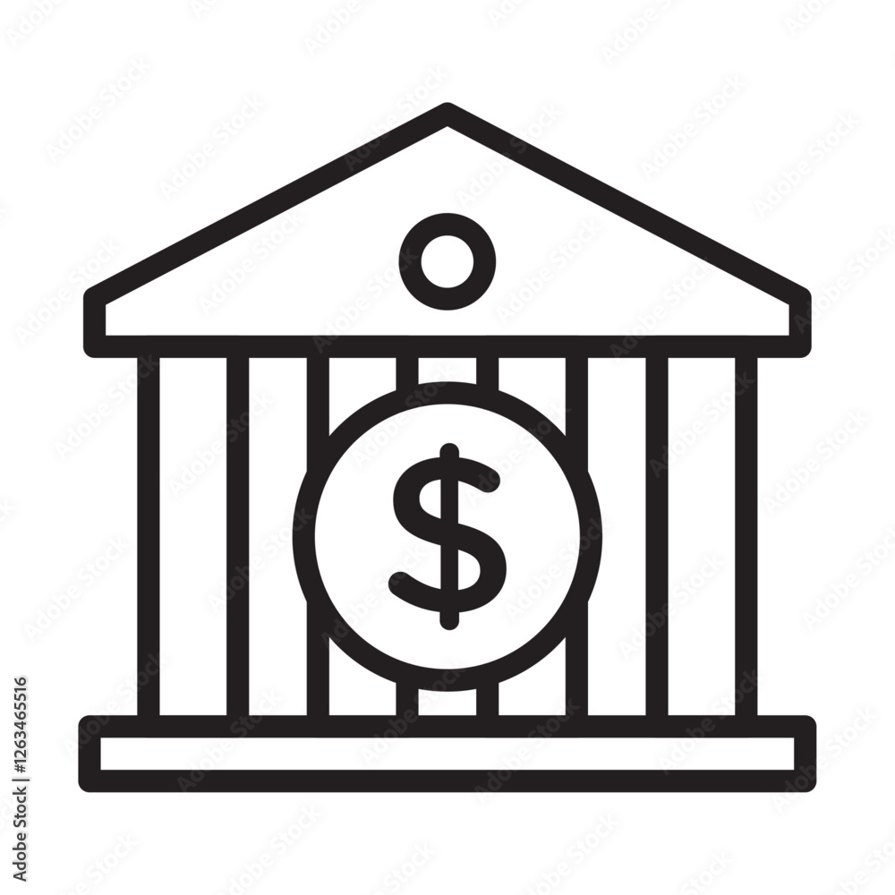 Bank icon Thin line illustration Bank icon Thin line illustration