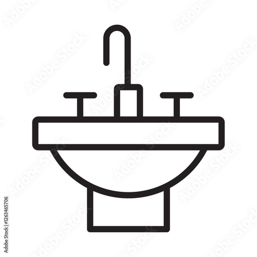 Bathroom sink icon Thin line illustration