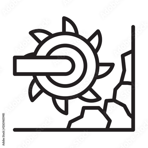 Bucket wheel excavator icon Thin line illustration
