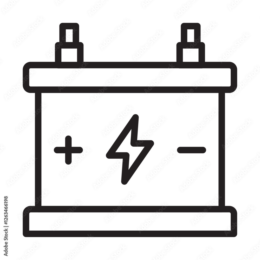 Car battery icon Thin line illustration Car battery icon Thin line illustration