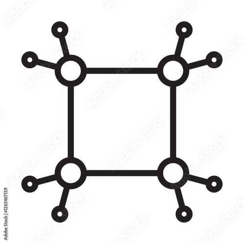 Cyclobutane molecular formula icon Thin line illustration photo