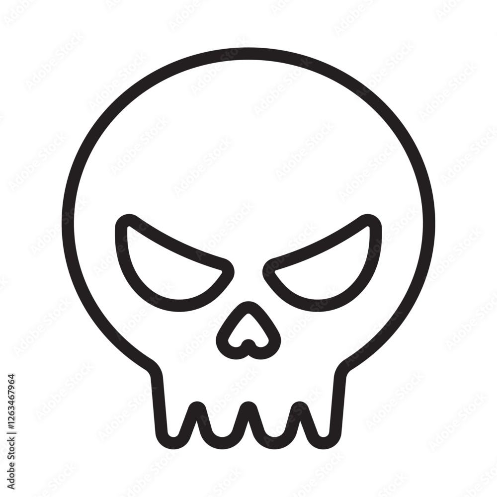 Evil skull icon Thin line illustration Evil skull icon Thin line illustration