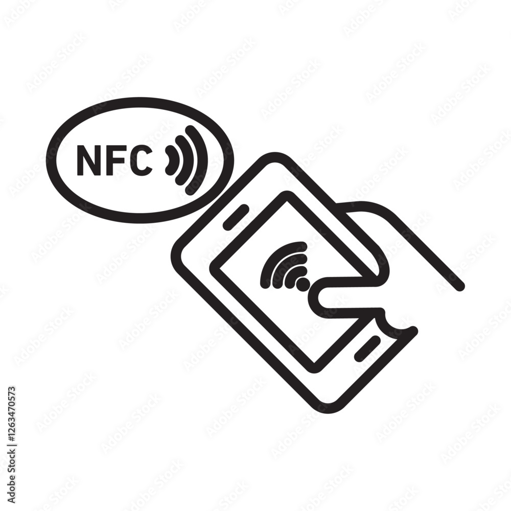 NFC wireless payment icon Thin line illustration NFC wireless payment icon Thin line illustration