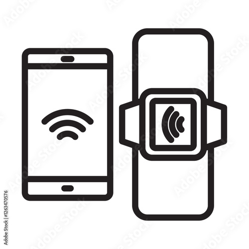 NFC bracelet connected icon Thin line illustration