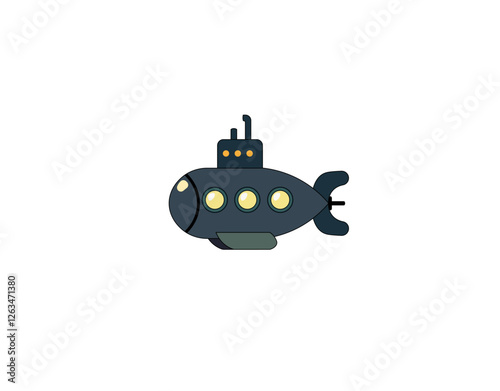 Vector illustration of a cartoon submarine in a minimalist style