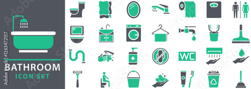 Vector bathroom icons. bathroom icon set. Shower, bath, toilet, icon set. vector illustration.